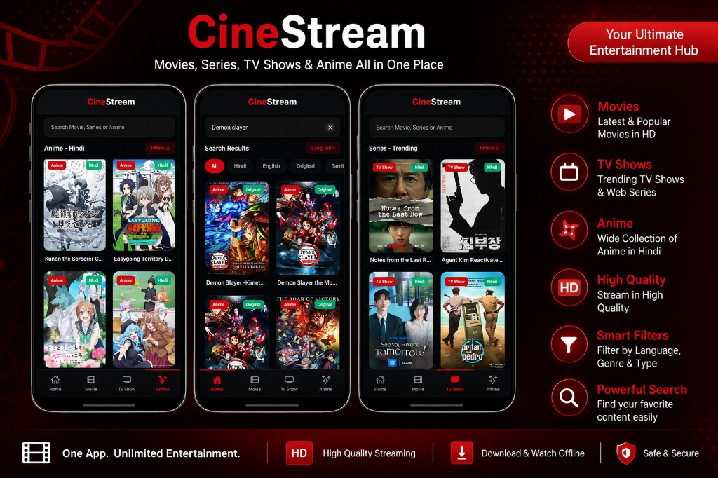 CineStream App Interface Mockup