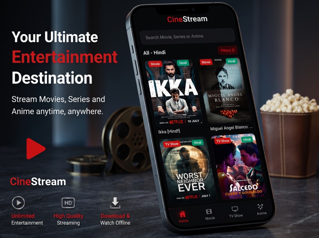 CineStream App Screenshots Mockup